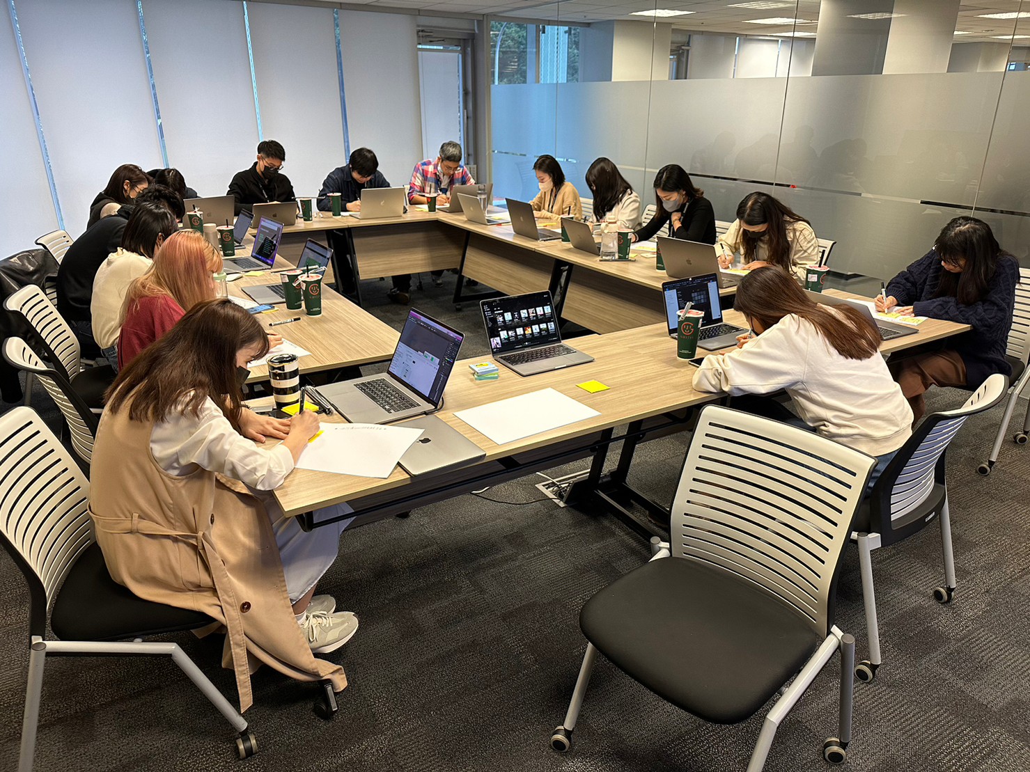 Team workshop around a conference table