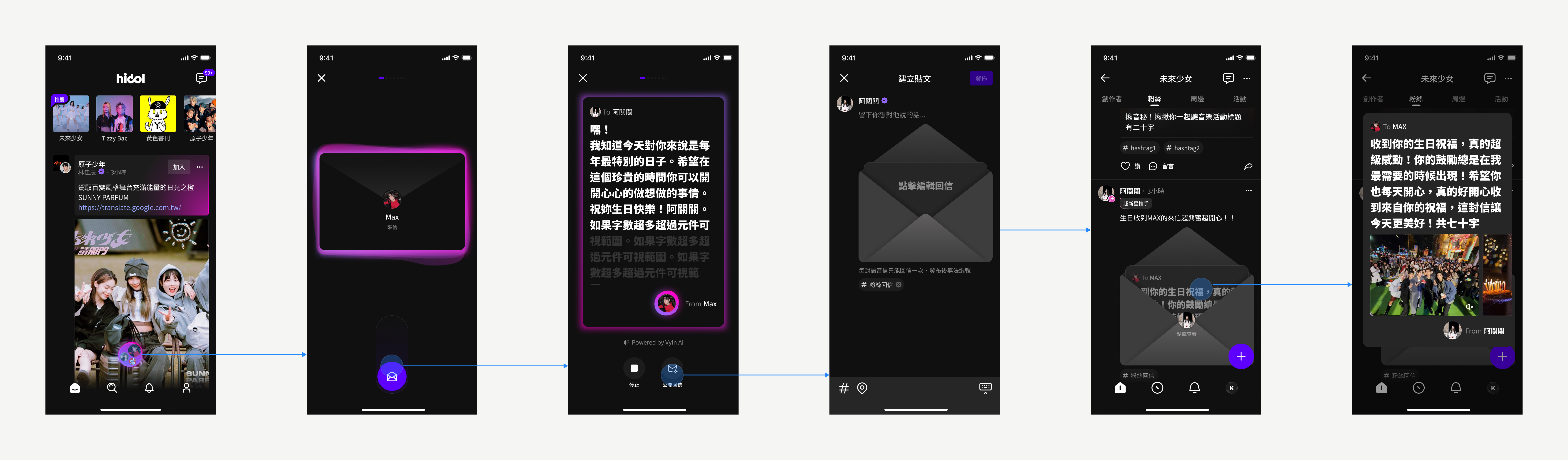 hidol 語音信從收信到回信的完整互動流程